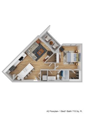 a floor plan of a one bedroom apartment at The Blue Eastline