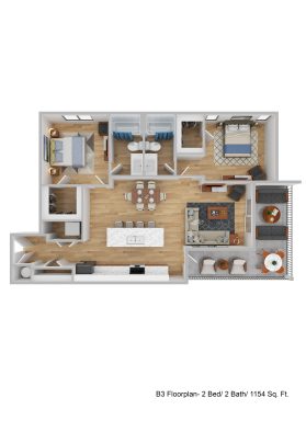 a floor plan of a two bedroom apartment at The Blue Eastline