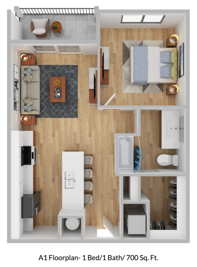 a floor plan of a two bedroom apartment at The Blue Eastline