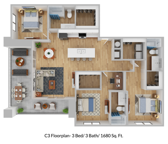 a floor plan of a two bedroom apartment at The Blue Eastline